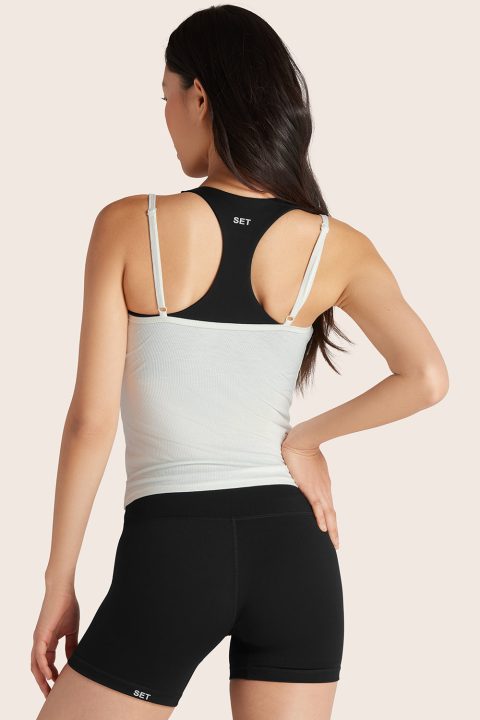 SPORTBODY® (BLOOPERS) SPORTY LAYERED CAMI BRA - ONYX