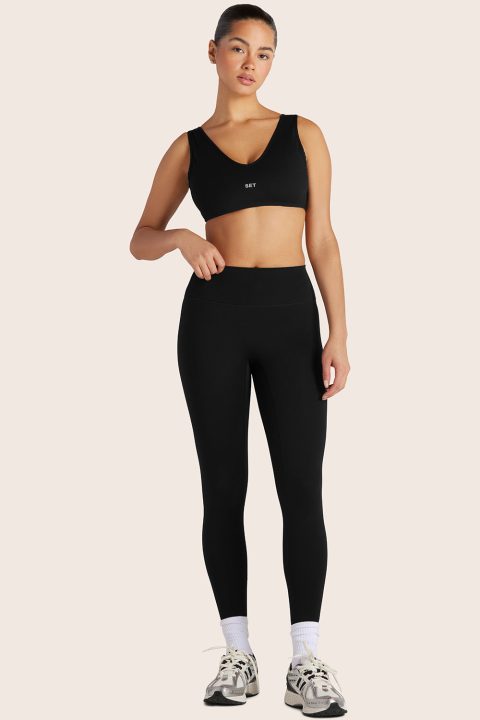 SPORTBODY® (BLOOPERS) SPORTY MID-RISE LEGGINGS - ONYX