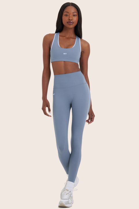 SPORTBODY® (BLOOPERS) SPORTY HIGH-RISE STRIPE LEGGINGS - CRUISE