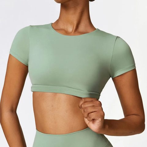Round Neck Cropped Simple Top