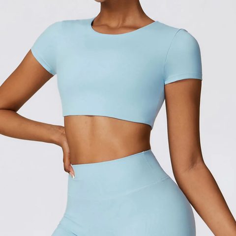 Round Neck Cropped Simple Top