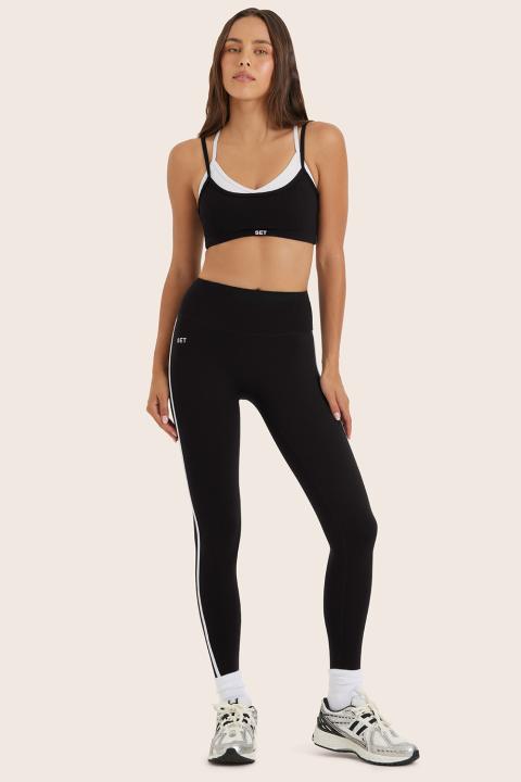 SPORTBODY® (BLOOPERS) SPORTY MID-RISE STRIPE LEGGINGS - ORCA