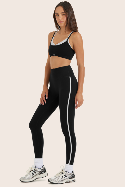 SPORTBODY® (BLOOPERS) SPORTY MID-RISE STRIPE LEGGINGS - ORCA